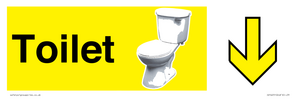 Dementia Friendly Toilet Sign Directional Yellow Arrow